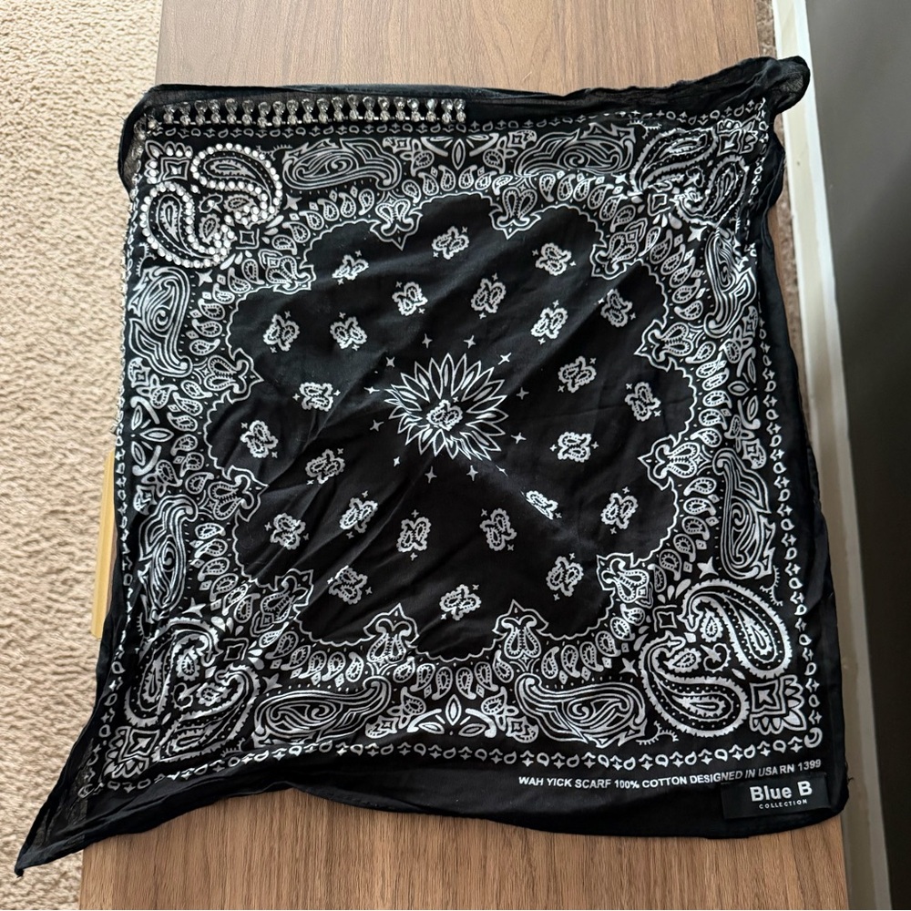 Blue B Rhinestone Bandana - Picture 8 of 8